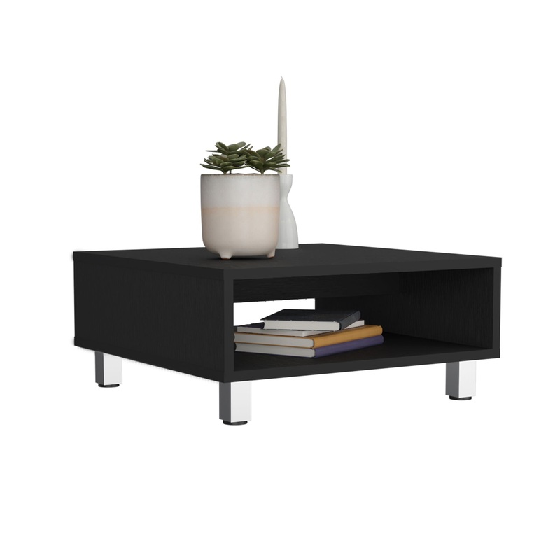 Coffee Table 1 Shelf, 4 Legs – Black