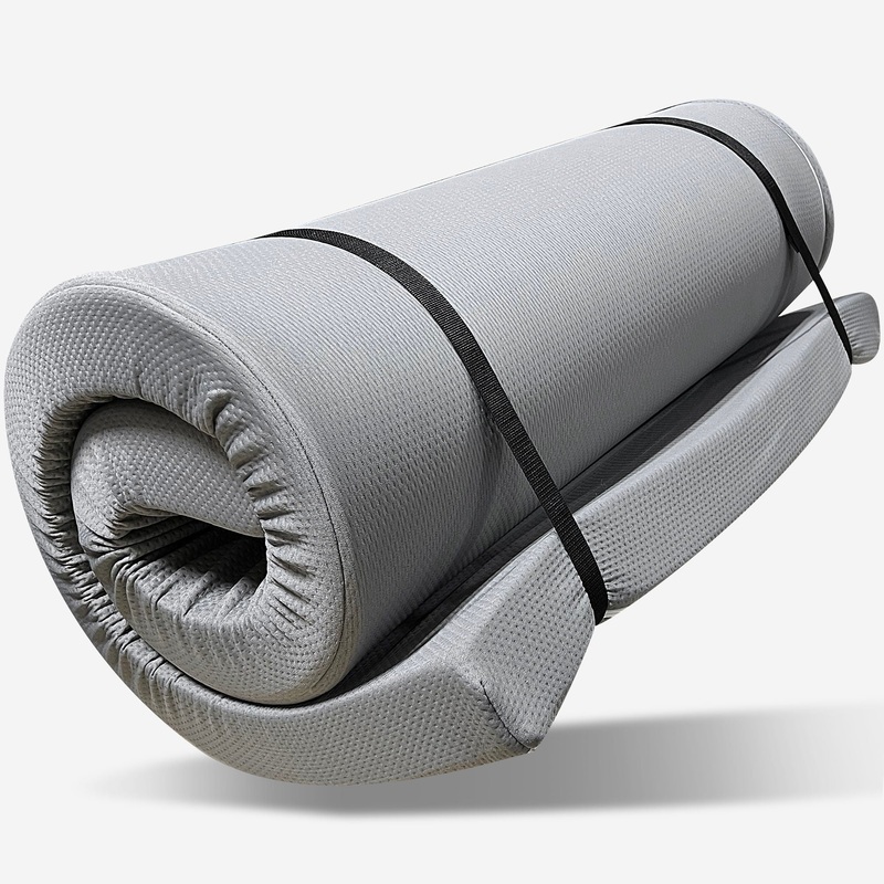 Memory Foam Camping Mattress Foldable, Portable With Water Resistant Cover – Gray