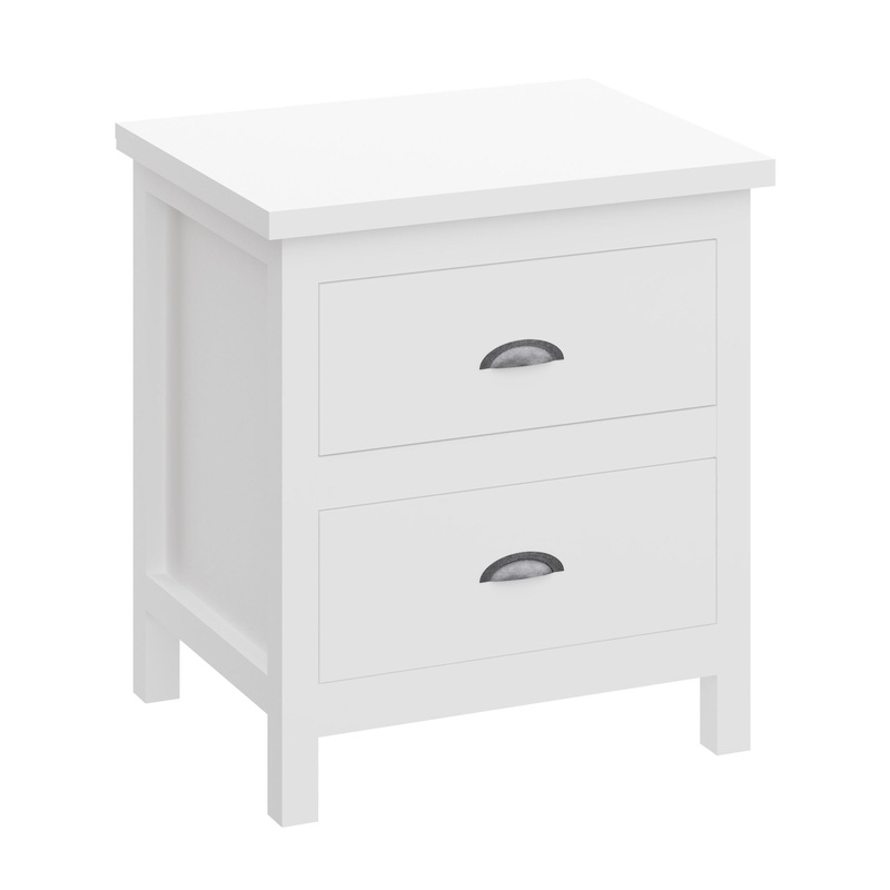 Versatile Solid Wood Night Stand With Drawers For Living Room And Bedroom – White