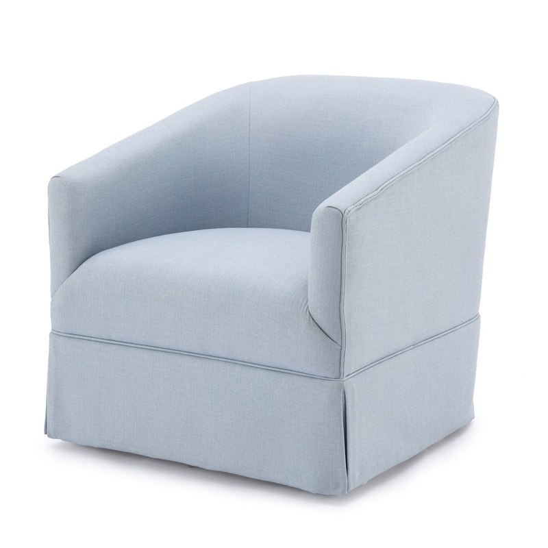 Earl – Skirted Swivel Chair|Light Blue|Beige