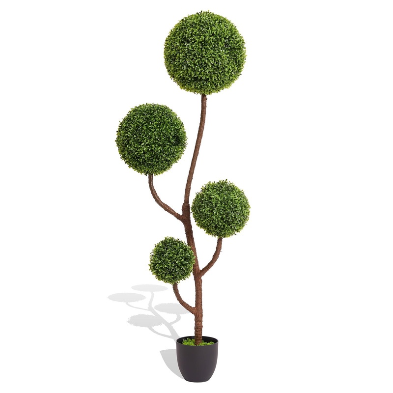 Artificial Boxwood Topiary Tree Triple Ball Shaped Faux Plant 150 Cm – Green