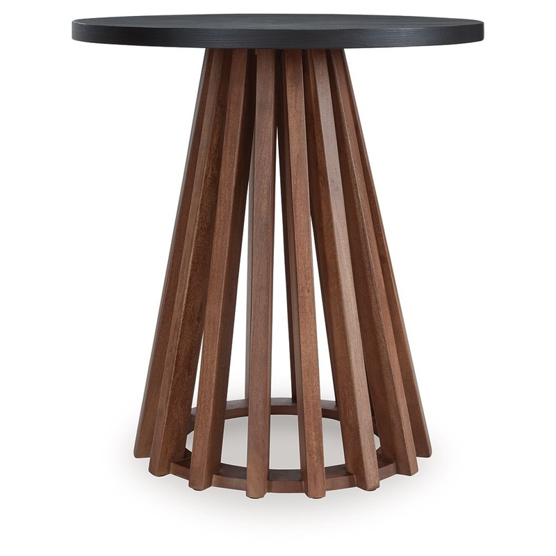 Kallari – Round End Table – Warm Brown / Black