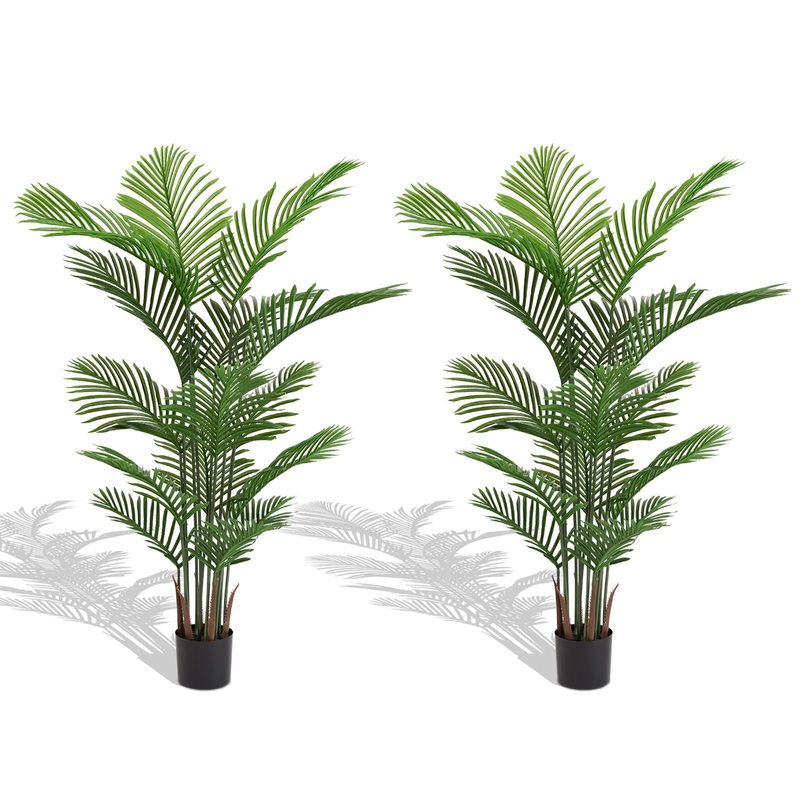 Simulate Plastic Flower Boxes With Leaves For Outdoor Home Decor (Set of 2) – Green