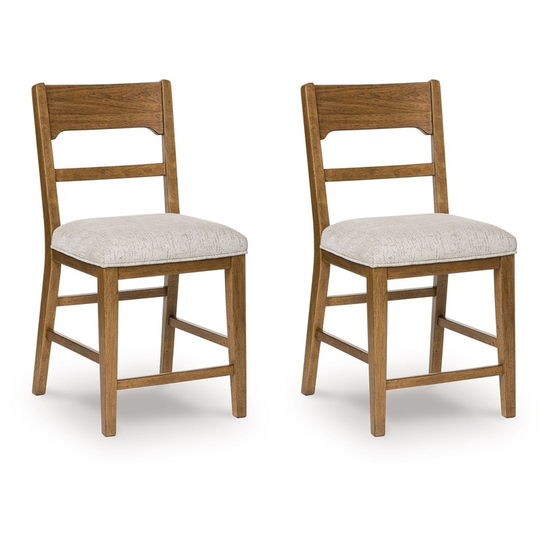 Cabalynn – Upholstered Barstool (Set of 2) – Oatmeal / Light Brown