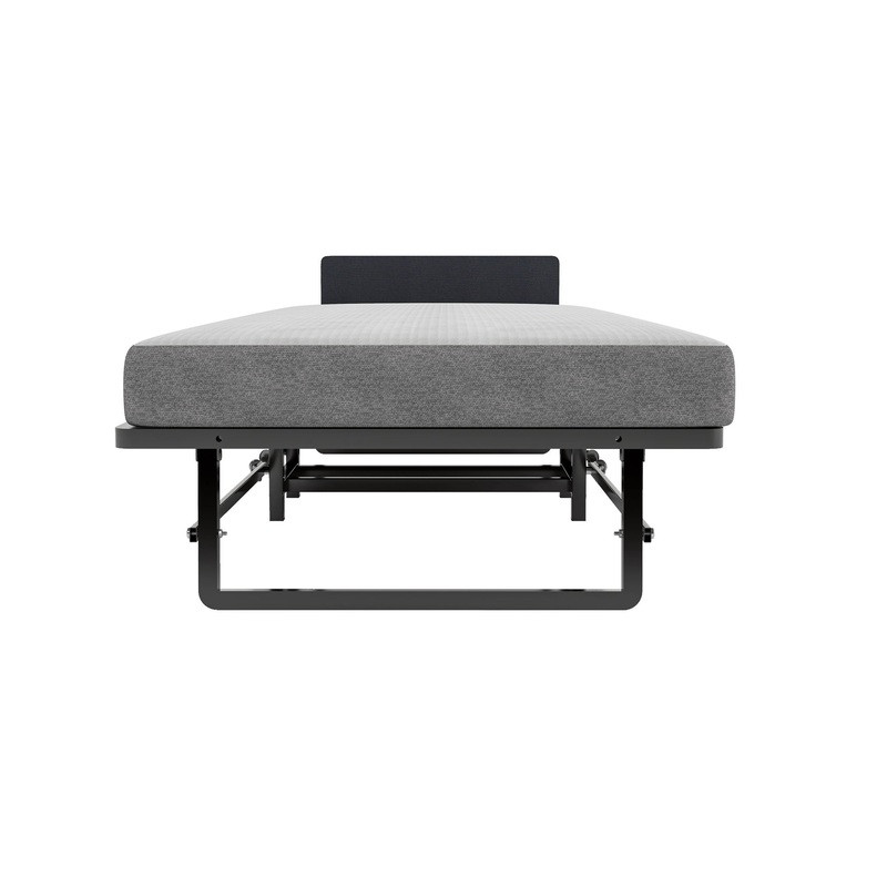Modern Metal Folding Bed Frame With Foam Mattress, Easy Storage & Mobility – Black