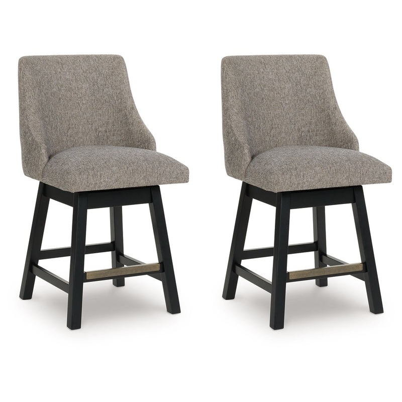 Neymorton – Upholstered Swivel Barstool (Set of 2) – Dark Grayish Brown