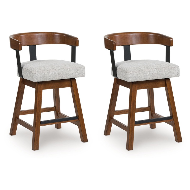 Ralene – Upholstered Swivel Barstool (Set of 2) – Medium Brown