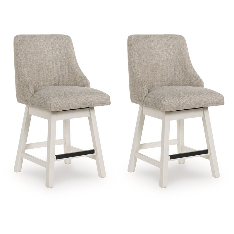 Robbinsdale – Upholstered Swivel Curved Back Barstool (Set of 2) – Antique White