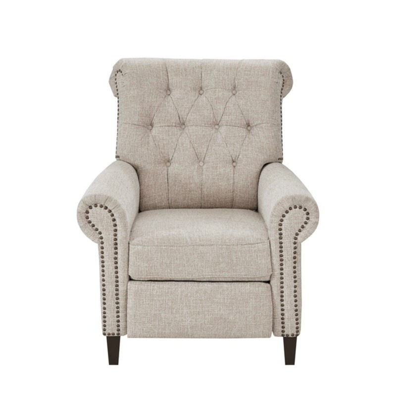 Aidan – Push Back Recliner Chair With Tufted Back And Nailhead Trim – Cream