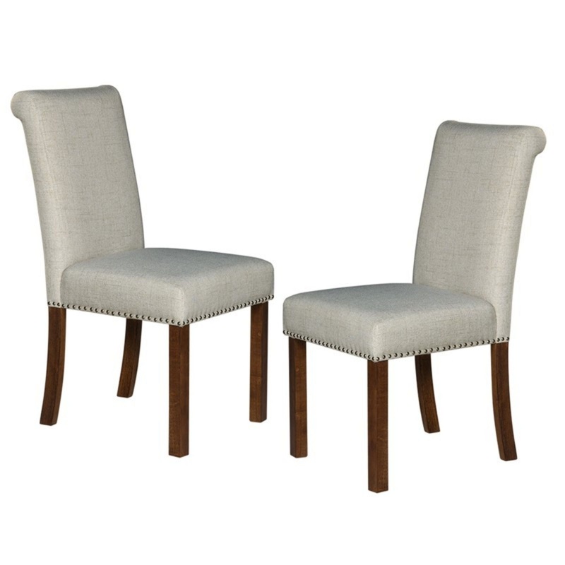 Dining Chair With Nailhead Trim (Set of 2) – Beige