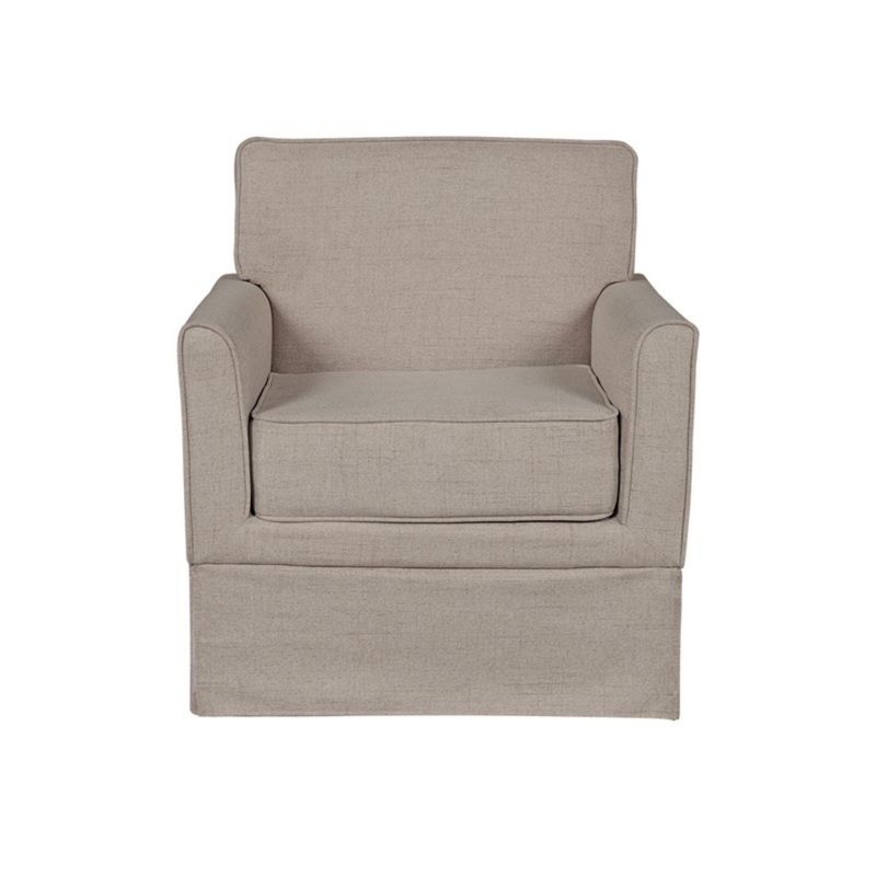 Timeless Slipcover Accent Armchair With Track Arm Silhouette Upholstered – Light Brown