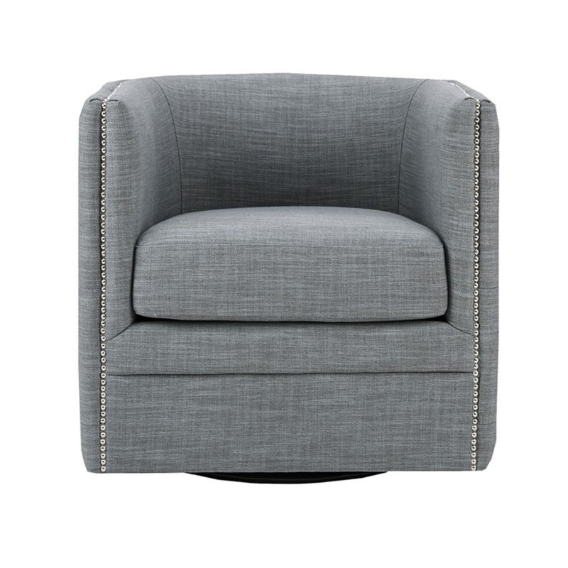 Capstone – Swivel Barrel Chair With Nailhead Accents And Button Tufting