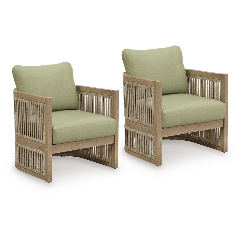 Serena Shores – Lounge Chair With Cushion (Set of 2) – Beige / Green
