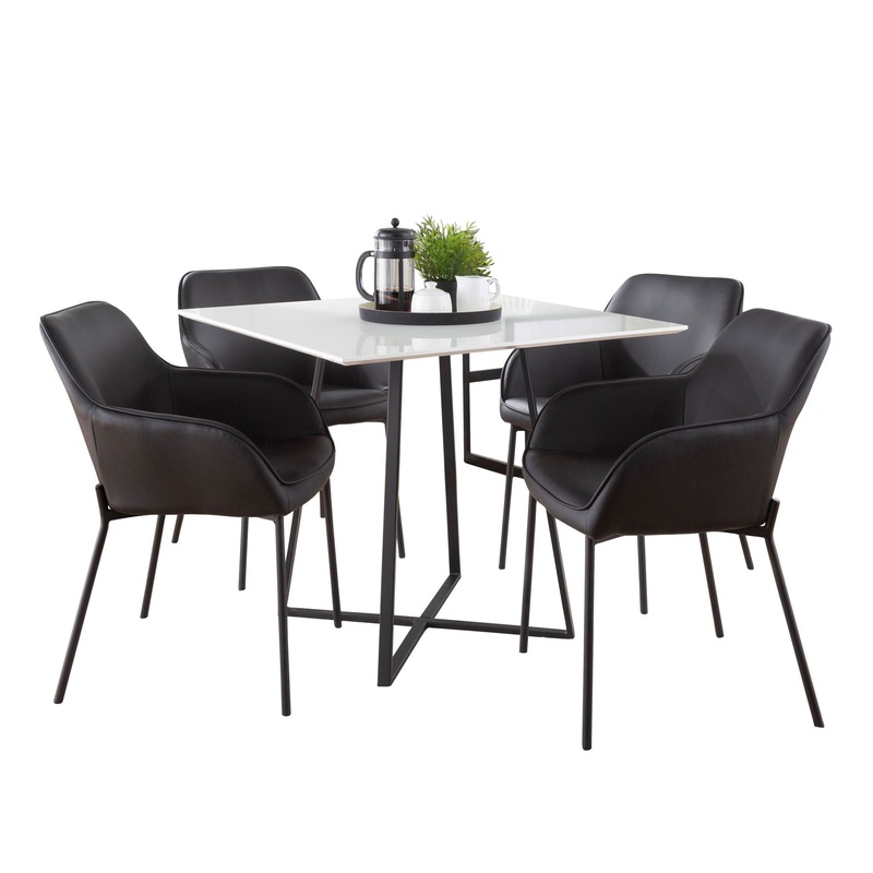 Cosmo Daniella – 5 Piece Contemporary Square Dining Set – Black / White