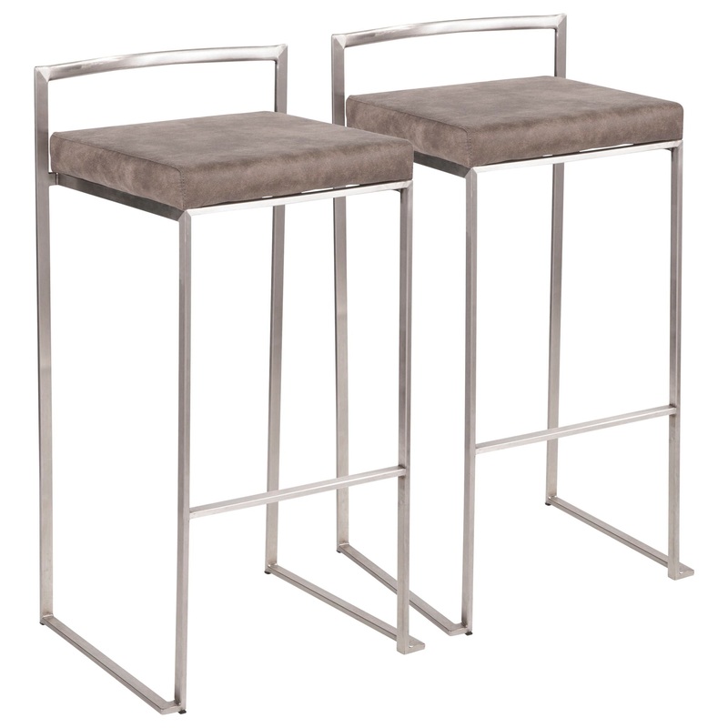 Fuji – Contemporary Stackable Counter Stool (Set of 2) – Stone