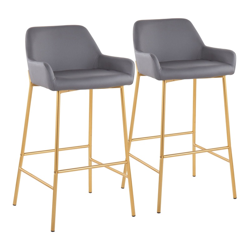 Daniella – Stylish Contemporary Glam Fixed Height Bar Stool (Set of 2)