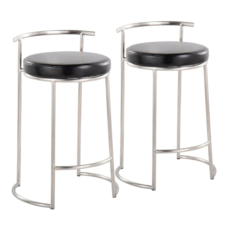 Fuji – Round, Contemporary Fixed Height Counter Stool (Set of 2)