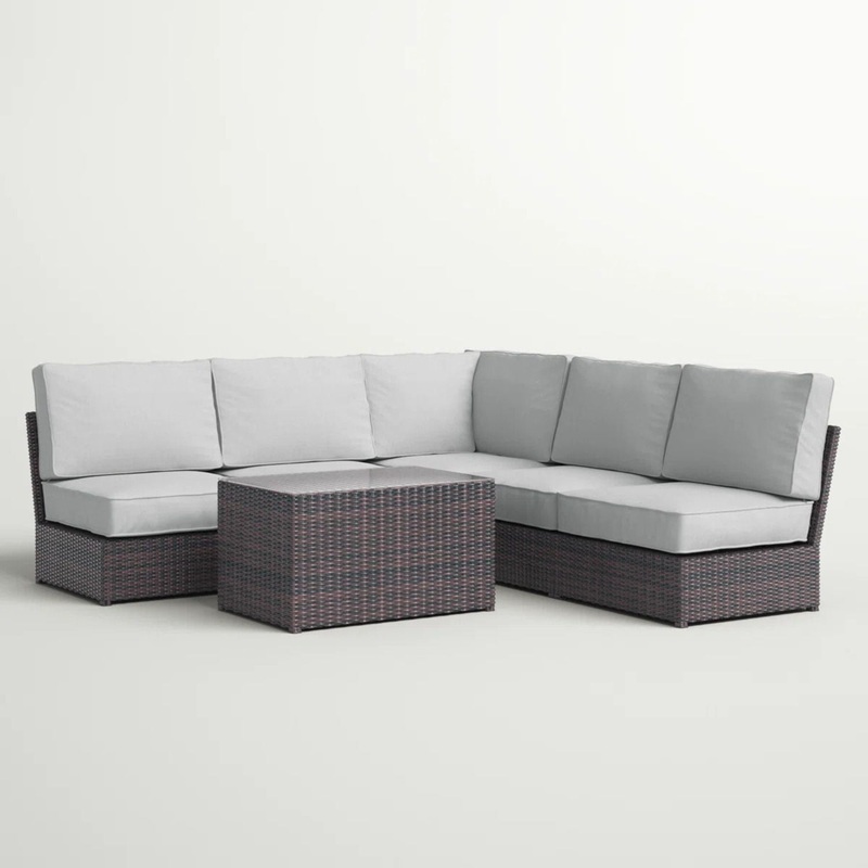 Modular 4 Person Outdoor Seating Group With Cushions – Espresso