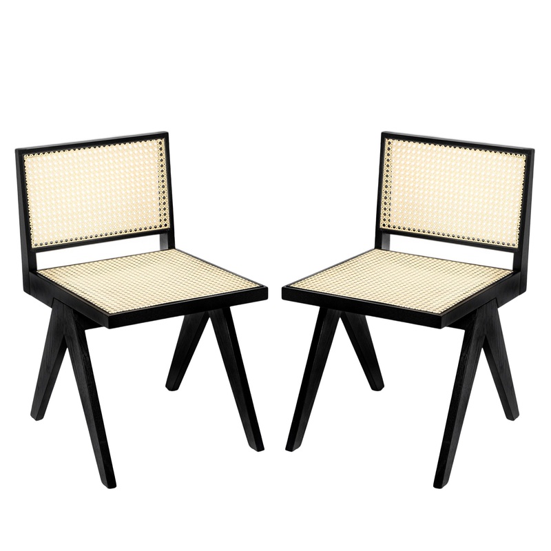Chandigarh Dining Room Chairs With Natural Rattan (Set of 2)