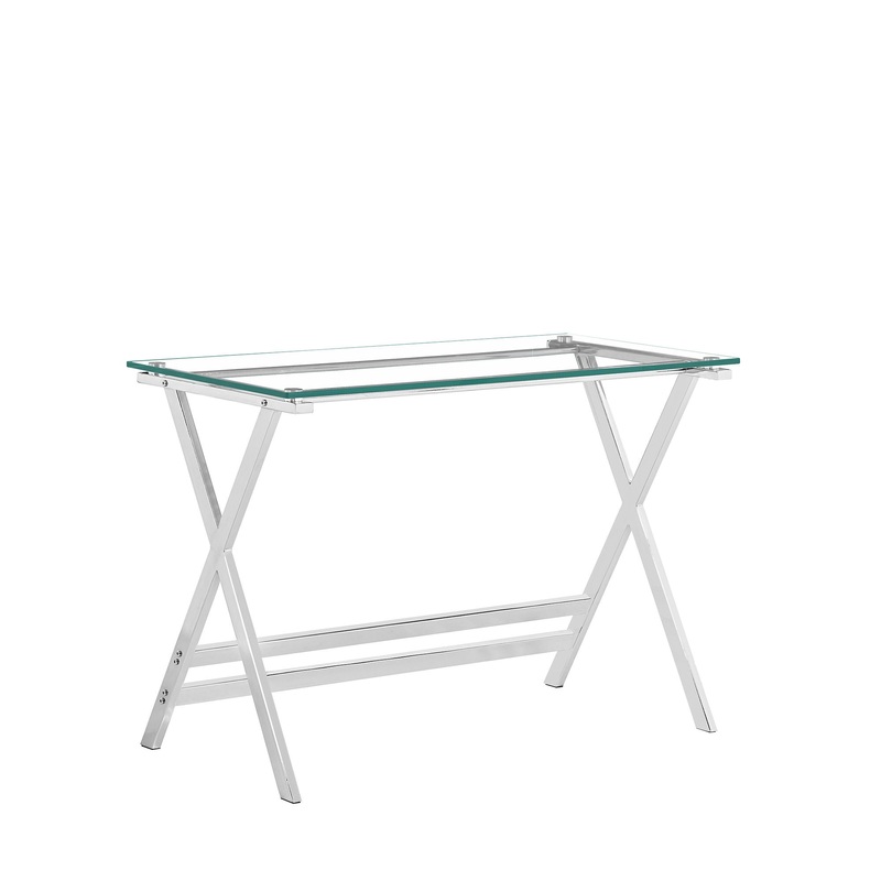 Transparent Glass Computer Desk With Rounded Edges, Tempered Glass Laptop Table – Clear
