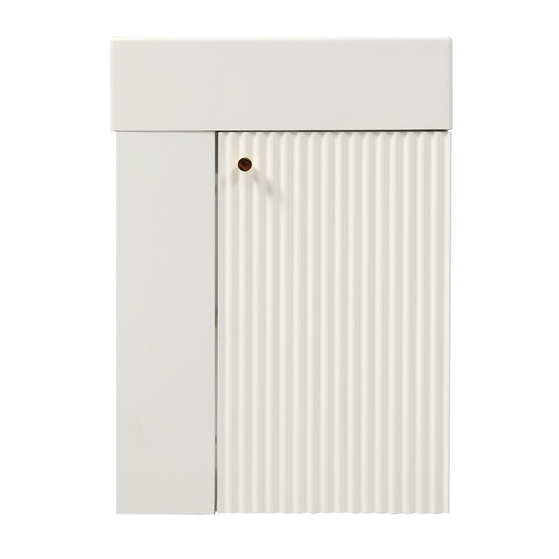 Floating Bathroom Vanity With Resin Basin, Left Side Storage – White