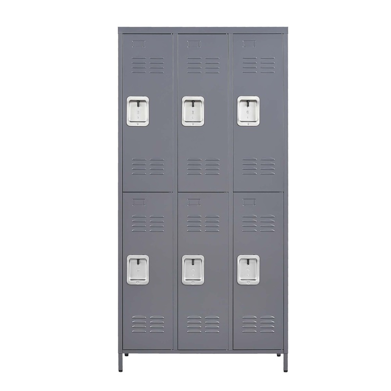 6 Door Lockers With Lock For Employees, Storage Cabinet For Home, Gym, Office, School, Garage – Gray