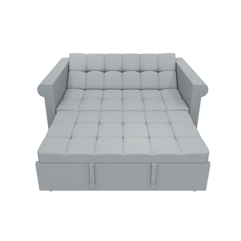 Compact Loveseat With Trundle Sleeper And Storage Pocket – Gray