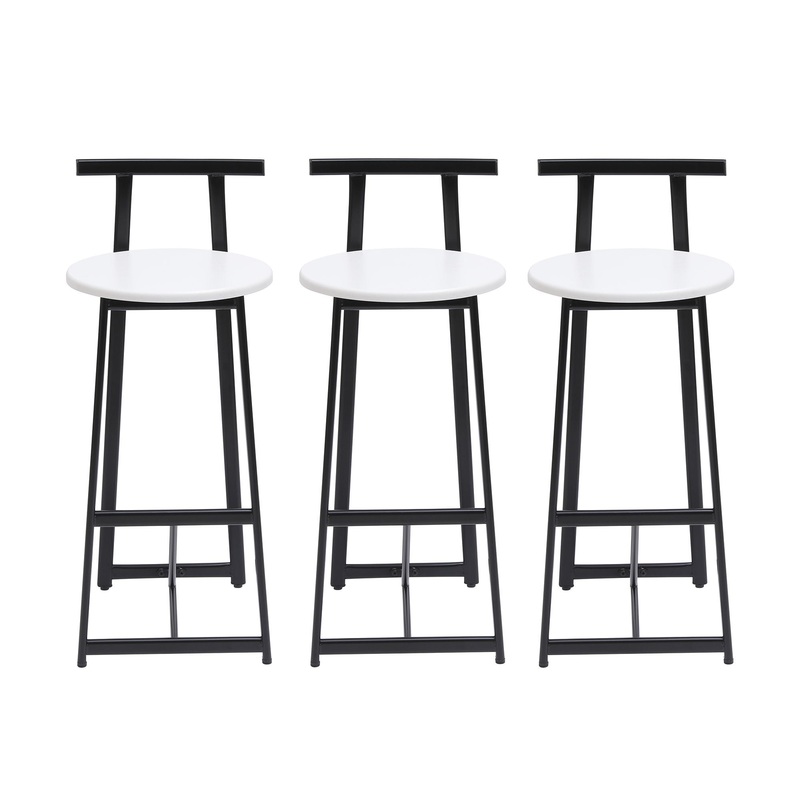 Modern Bar Stools With Backrest For Kitchen (Set of 3)