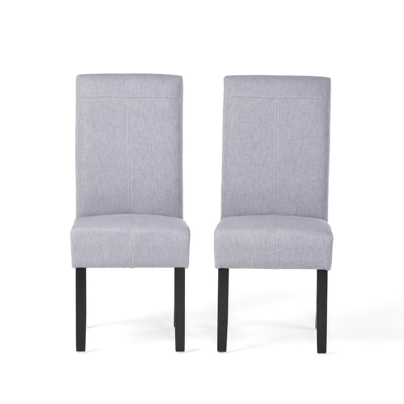 Amaranthine – Upholstered Dining Chair With High Back And Wood Legs (Set of 2) – Light Gray