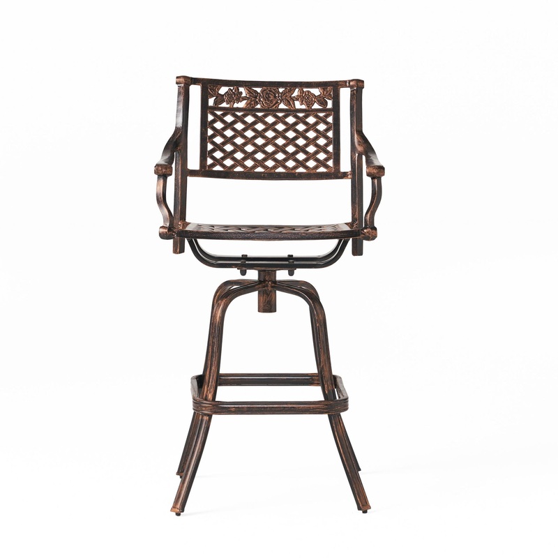 Cast Aluminum Swivel Bar Stool With Footrest – Copper