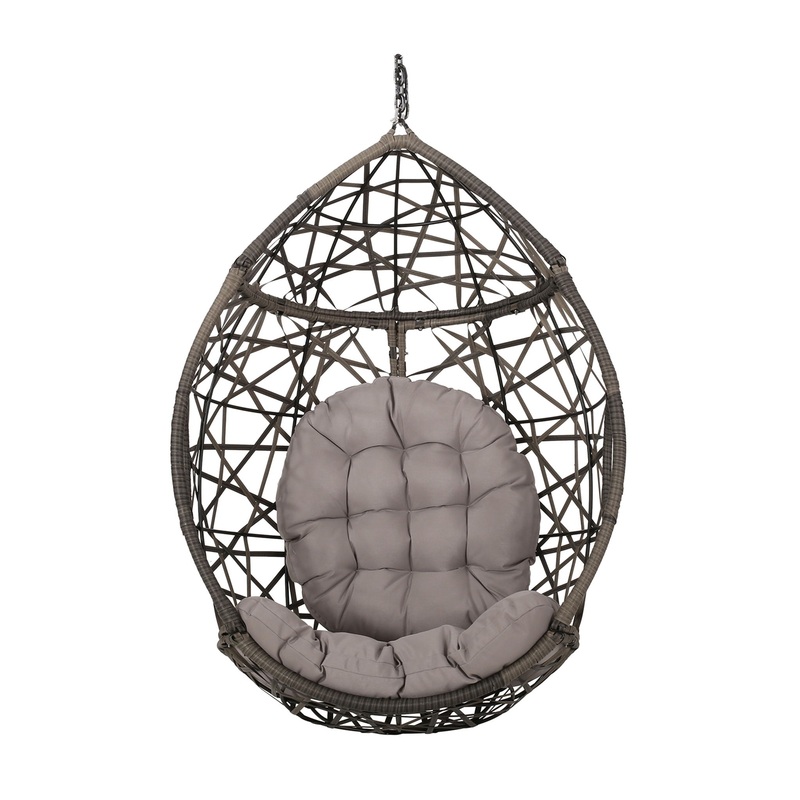 Marlin Hanging Egg Chair Basket With Teardrop Design – Gray