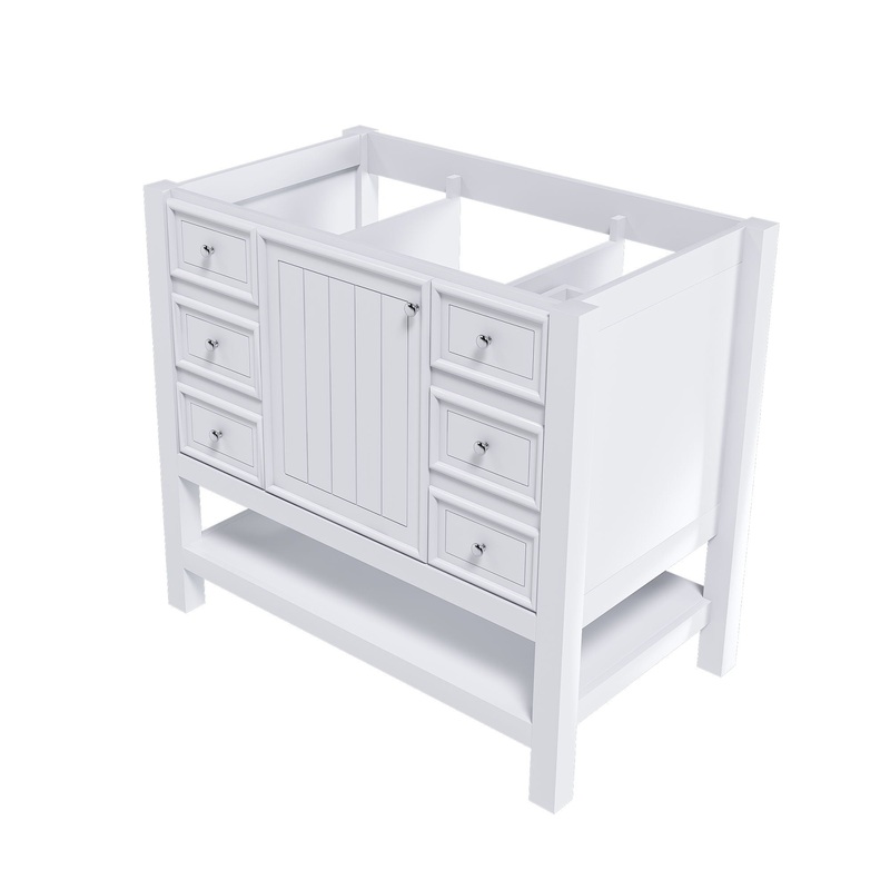 36 Bathroom Vanity With 1 Cabinet And 3 Drawers 1, Storage Solution – White
