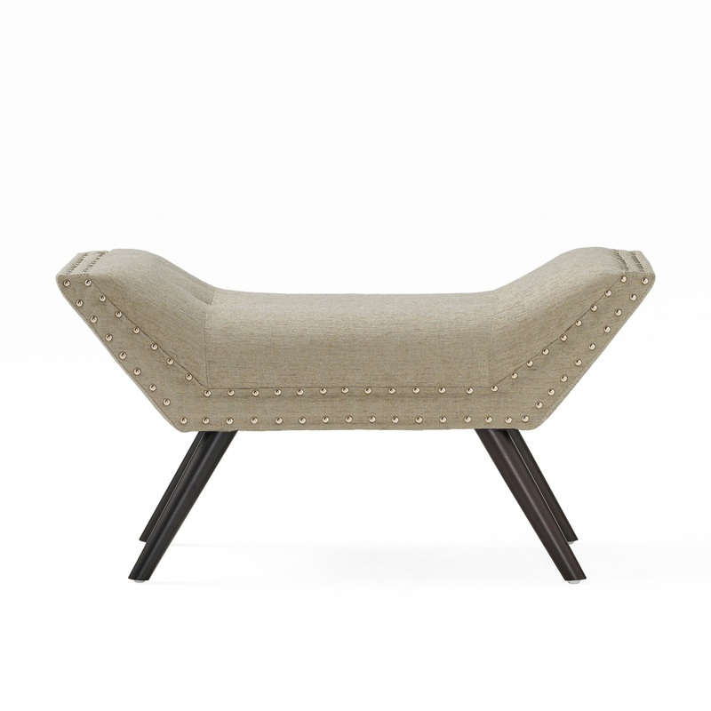 Hariata – Contemporary Fabric Tufted Ottoman Bench – Beige