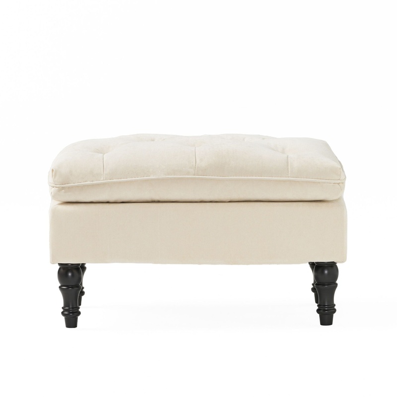 Lofton – Pillow Top Ottoman With Button Tufting – Cream