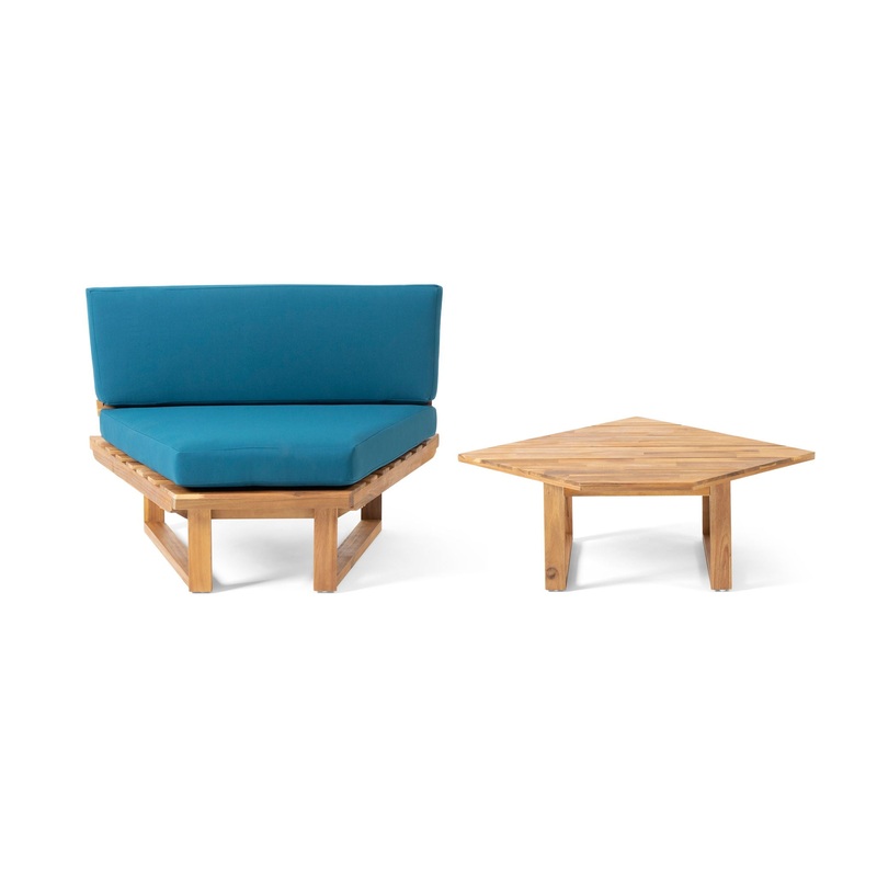 Mirabelle – Corner Chair, Coffee Table – Teal