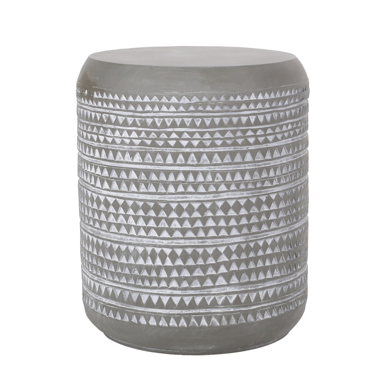 Outdoor Side Table With Cylindrical Shape – White