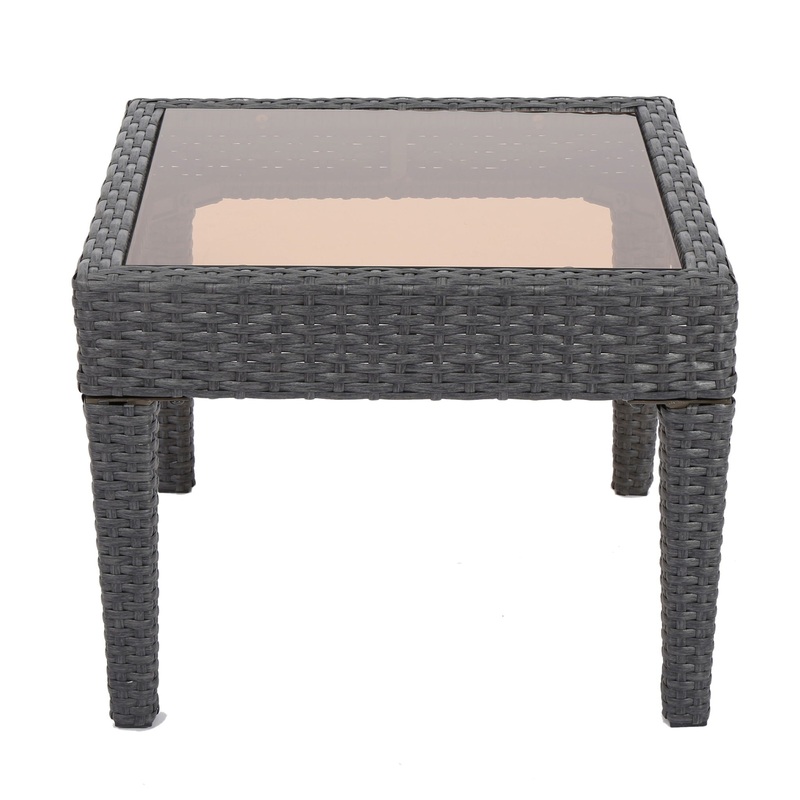 Outdoor Antibes Wicker Side Table, Accent Table – Gray