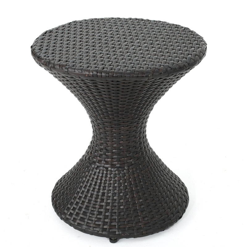 Highest Quality Wicker Hourglass Shaped Side Table – Brown Multi