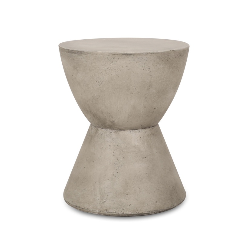 Outdoor Hourglass Shaped Side Table – Light Gray