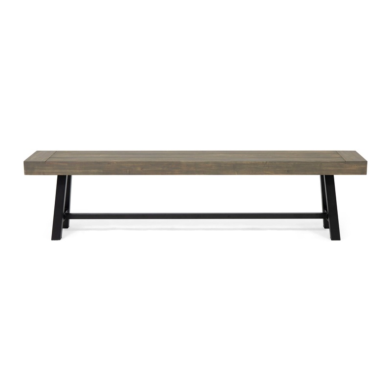 Outdoor Patio Bench – Gray / Rustic Metal