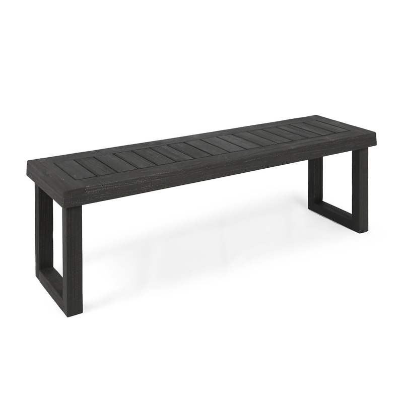 Realm – Outdoor Bench With Slat Panel Top And Base – Dark Gray