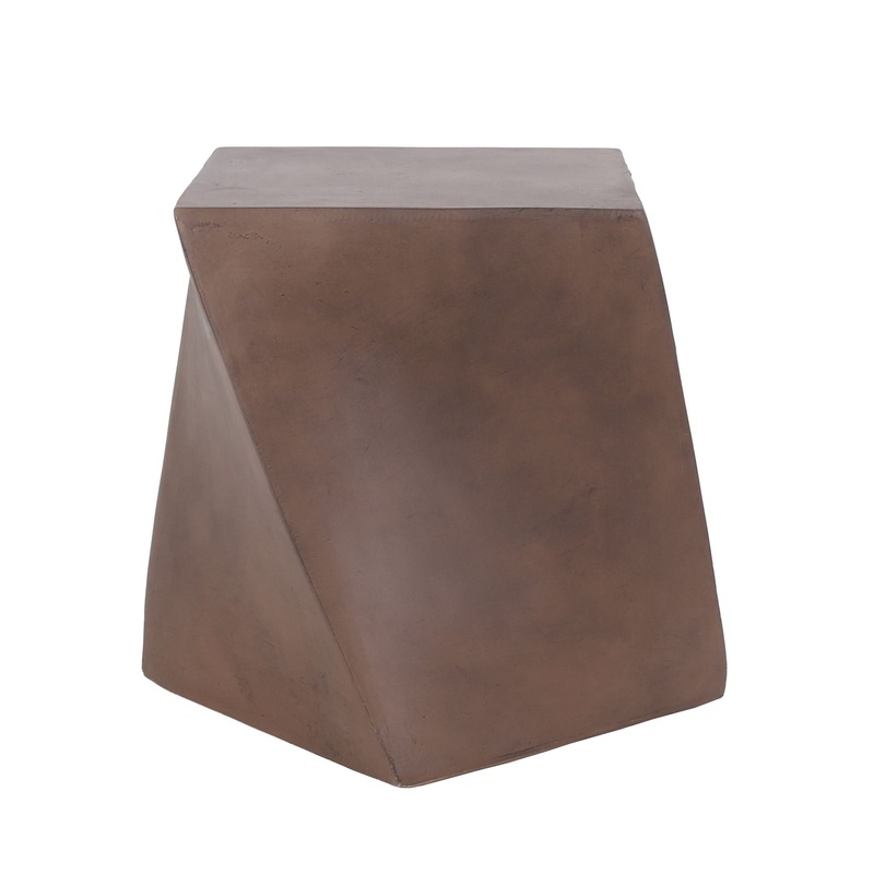 Outdoor Lightweight Concrete Side Table – Brown