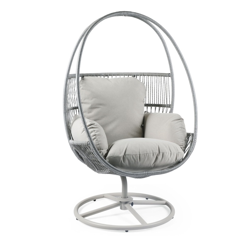 Reno – Outdoor Wicker Swivel Lounge Chair – Light Gray