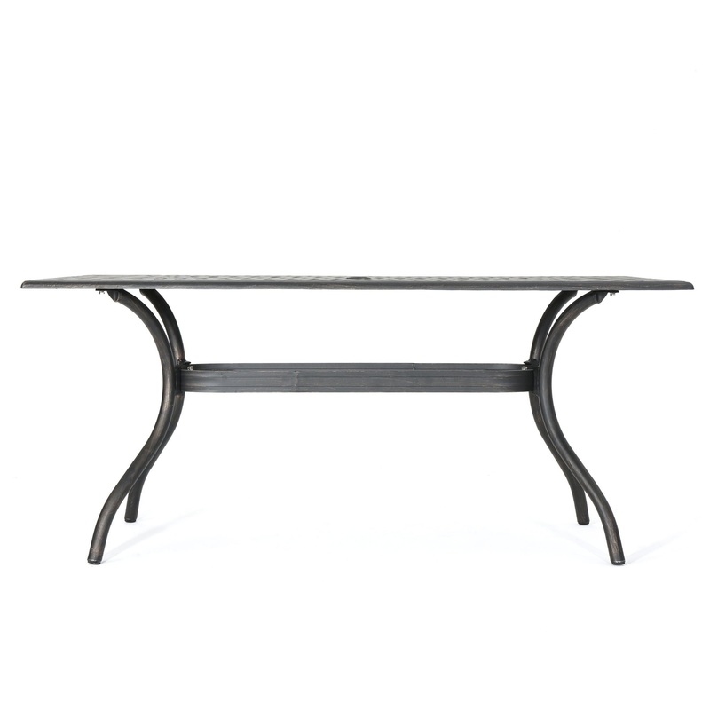 Enchantia – Outdoor Rectangular Dining Table With Weave Tabletop And Flared Legs – Copper