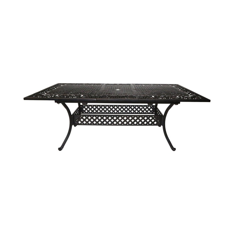 Outdoor Extendable Aluminum Dining Table With Pattern Table Top And Curved Legs – Copper