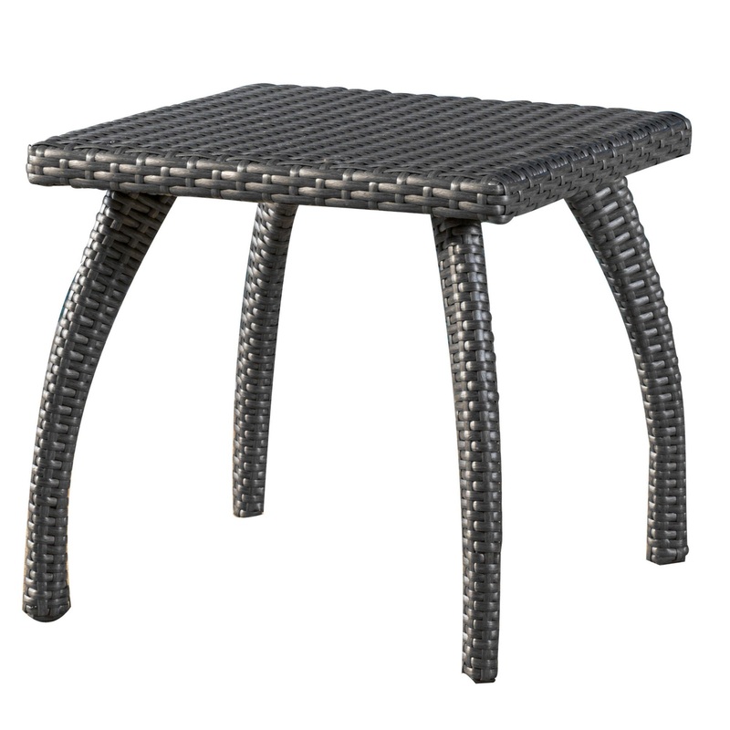 Luminant – Outdoor Side Table With Iron Frame – Gray