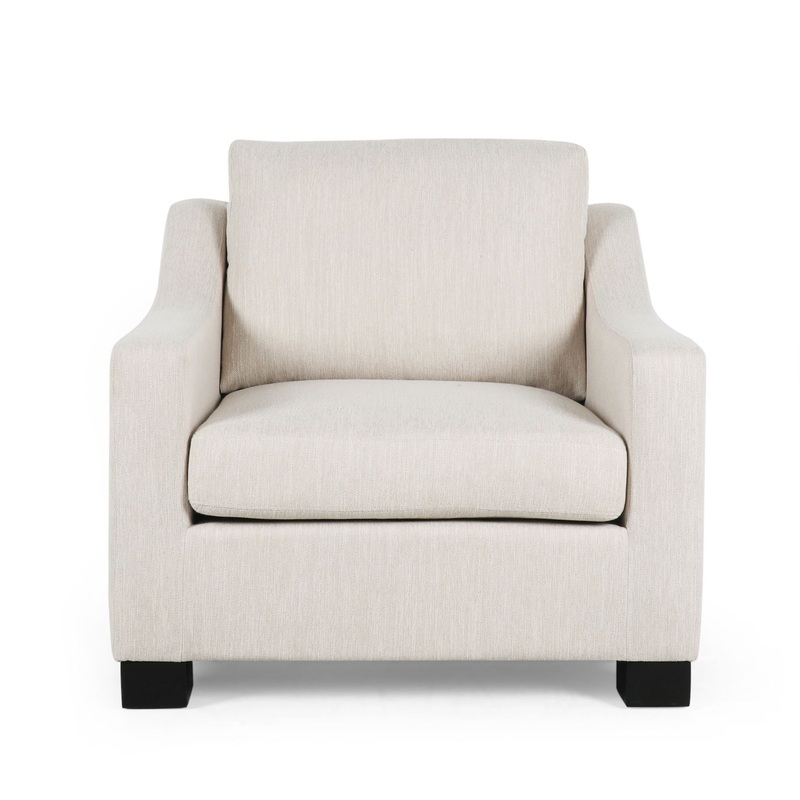 Nightowl – Upholstered Club Chair With Sloped Arms And Wood Legs – Beige