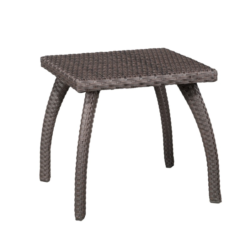 Luminant – Outdoor Side Table With Iron Frame – Brown