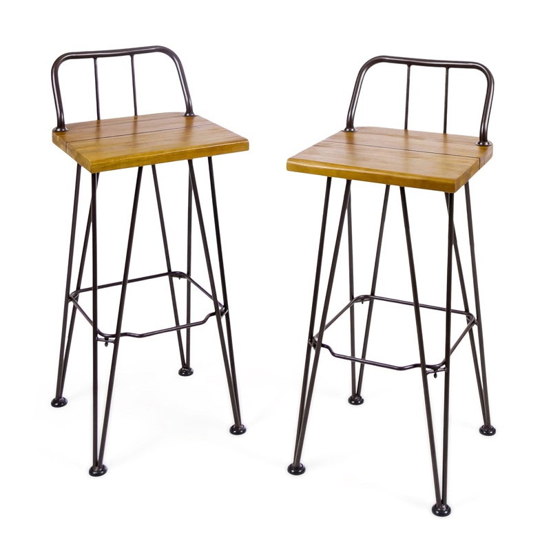 Outdoor Barstool With Angled Metal Legs – Brown