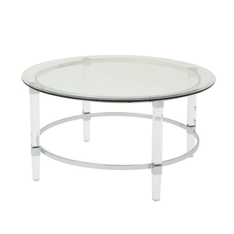 Tempered Glass Round Coffee Table With Four Legs – Clear